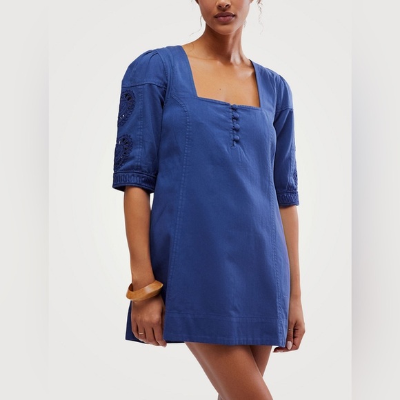Free People Dresses & Skirts - Free People Bali Hazel Hearts Mini Dress in Indigo Combo